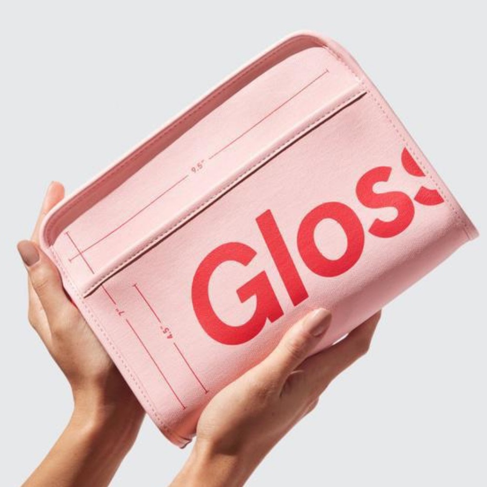 Glossier Pink and Red Cosmetic Bag